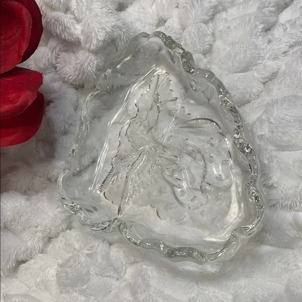 🌹VINTAGE BEAUTIFUL Clear Crystal Glass ANGEL Trinket BOWL Dish •